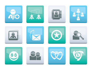 Internet Community and Social Network Icons over color background - vector icon set