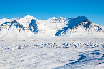 Fototapeta na wymiar Beautiful scenery in winter snow Iceland