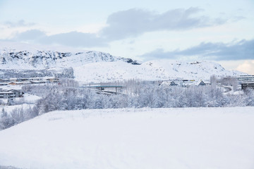 Beautiful scenery in winter snow Iceland
