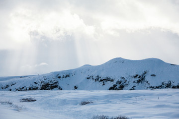 Naklejka na ściany i meble Beautiful scenery in winter snow Iceland