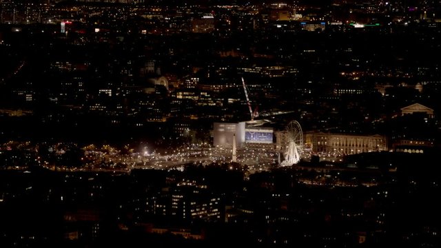 Place de la concorde at night seen from an aerial view