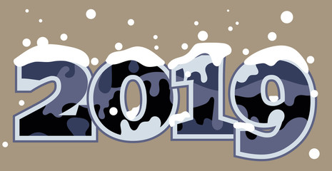 Fototapeta premium Inscription 2019 in camouflage style