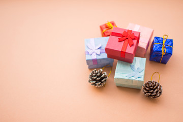 gift box on Christmas theme. soft focus.