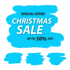 Vector illustration of super christmas sale tag for webpage and advertising with brush strokes