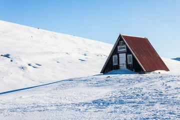 Olafsvik view during winter snow which is a charming small town in Iceland on the northern side of the Snaefellsnes Peninsula