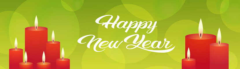 decorative red candle icon happy new year merry christmas decoration winter holiday concept greeting card flat horizontal banner vector illustration