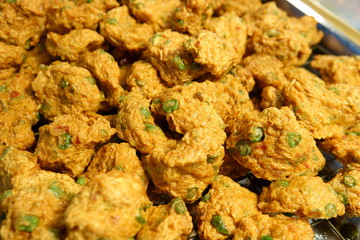 fried fish patty closeup