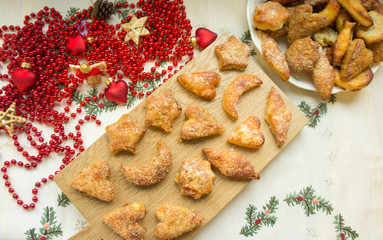 Christmas cookies on wooden background