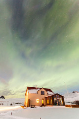 Aurora Borealis or better known as The Northern Lights for background view in Iceland, Snaefellsnesvegur during winter