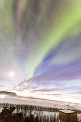 Aurora Borealis or better known as The Northern Lights for background view in Iceland, Snaefellsnesvegur during winter