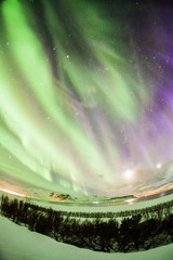 Fototapeta na wymiar Aurora Borealis or better known as The Northern Lights for background view in Iceland, Reykjavik during winter