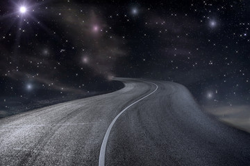 Fototapeta premium road star nebula sky background