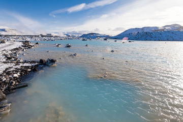 Beautiful Blue Lagoon view during winter in Iceland