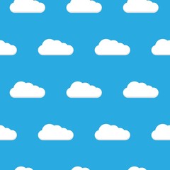 Seamless pattern. Clouds. White clouds pattern, blue background.