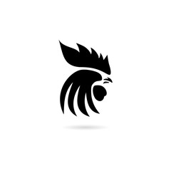 Black Rooster head icon or logo