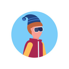 man face avatar profile wearing ski goggles male cartoon character portrait isolated vector illustration