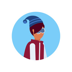 man face avatar profile wearing ski goggles male cartoon character portrait isolated vector illustration