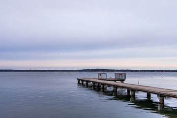 Side View of a Pier Extending out towards Lake Mendota in Madison Wisconsin
