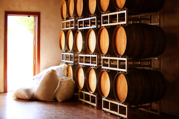Barrels of wine and sugar