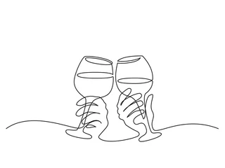 Fototapeten Two Hands cheering with glasses of wine © Valenty
