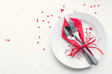 Valentine's Day tabble setting with cutlery