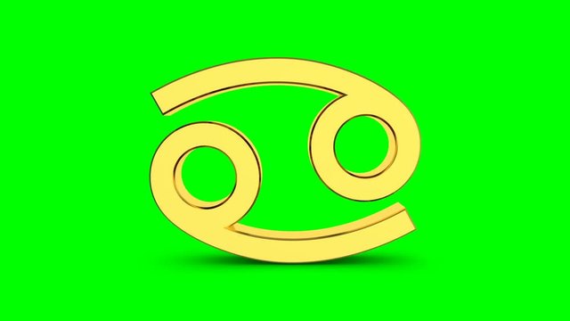Golden zodiac sign of cancer. Video footage Zodiac Cancer for video intro or horoscope video. Golden sign on a green background