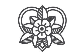 Old school tattoo art flower for design and decoration. Vector illustration