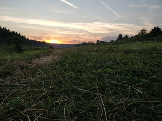 Obraz premium sunset over field