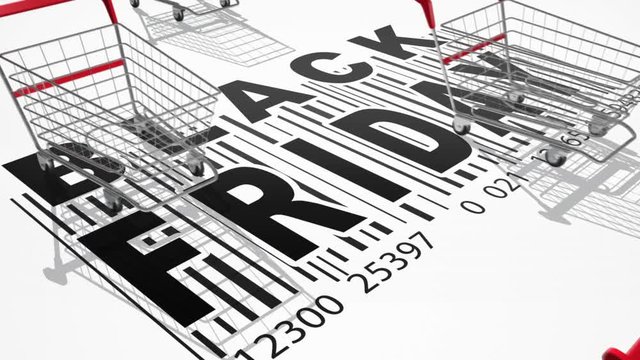 Empty shopping carts.Black Friday  sale concept. Loop.