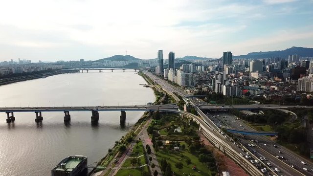 Aerial View of Seoul City Skyline,South Korea