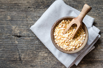 Bowl of yellow dry split peas