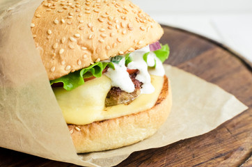 Tasty grilled beef burger
