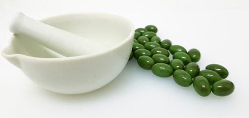 Green pills and mortar
