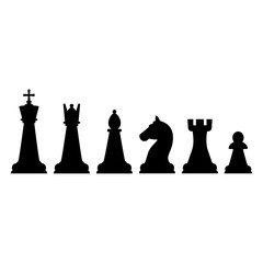 Chess pieces icon. Vector illustration, flat design.