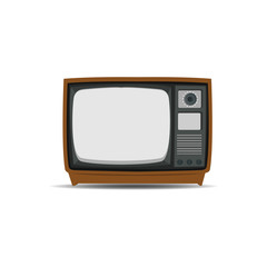 Retro old vintage television flat design isolated on white background