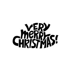 Merry Christmas Lettering Design . Vector illustration. Handwritten Very Merry Christmas