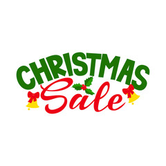 Christmas Sale Holiday Sale hand lettering banner. Vector illustration.