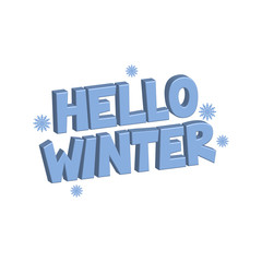 Hello winter hand drawn winter and Christmas lettering. Phrase for winter and new year. Vector illustration.