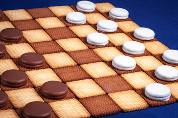 Obraz na płótnie Canvas Checkers made of cookie