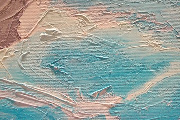 Fototapeta premium Painting closeup texture background with orange purple gray white colors vivid colorful creative detailed vibrant brush strokes .