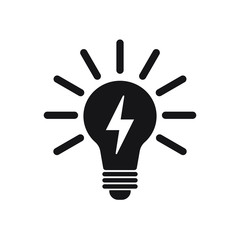 light bulb vector icon, lamp with lightning