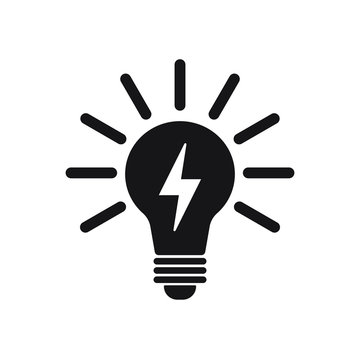 light bulb vector icon, lamp with lightning