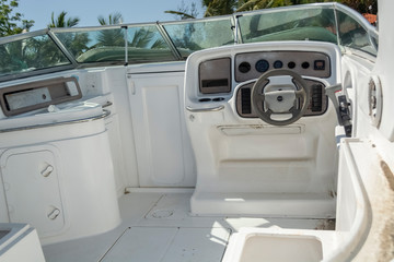 Detailed view of control panel on broken private boat