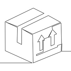One continuous line delivery box vector concept