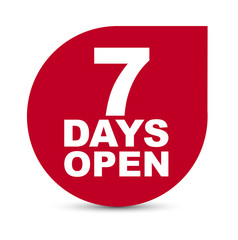 red vector banner seven days open