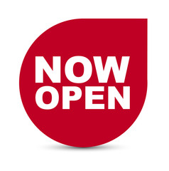 red vector banner now open