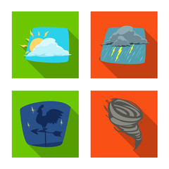 Vector design of weather and climate icon. Set of weather and cloud stock vector illustration.