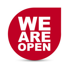 red vector banner we are open