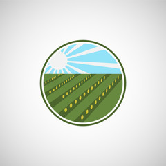 Farm fresh products unique sign or icon image. Organic farming logo design idea. Agriculture logo design