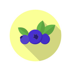 Blueberries, blueberry with leaves, icon. Vector illustration.